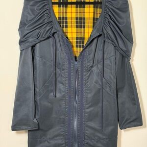 Prairie Underground Raincloak in Midnight with yellow plaid